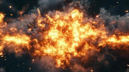 Poster - A massive explosion of orange and yellow flames