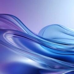 Aufkleber - 青と紫の抽象的な流体波の背景テクスチャ滑らかな反射光と影の詳細なレンダリングアートワーク