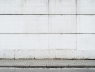 Aufkleber - Minimalist Concrete Wall: A textured, minimalist concrete wall stands in sharp contrast to a gray sidewalk, creating a scene of clean lines and urban tranquility.