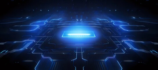 Aufkleber - 抽象的な青い回路基板のハイテクの未来的な背景デザイン