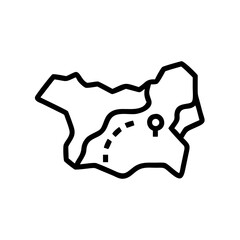 Poster - Simple black line map icon, for navigation apps and websites