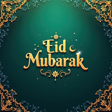 Golden Blessings Eid Mubarak in Royal Harmony Background.