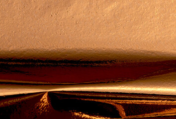 Poster - Premium bronze foil texture with a glossy, holographic finish. Wrinkled, creased folds creating a
