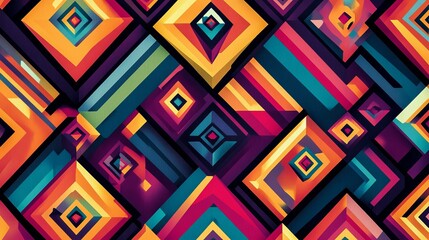 Poster - abstract geometric pattern vibrant bold colors modern digital art design background texture illustra