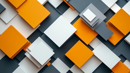 Poster - Abstract Orange White Gray Geometric Shapes Modern Background Design Digital Art Illustration Graphic Texture Pattern Wallpaper Contemporary Style    