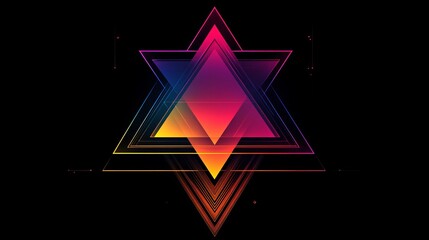 Poster - Abstract Neon Triangle Pattern Geometric Design Vibrant Colorful Background Modern Digital Art Graphic Illustration Trendy Style Vivid Hues Bright    
