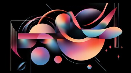 Poster - Abstract Gradient Shapes Digital Art Modern Design Background Colorful Vibrant Artistic Illustration Geometric Pattern Swirls Elegant Smooth Curves   