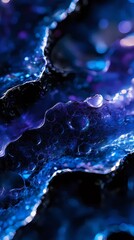 Aufkleber - 青と紫のアブストラクトテクスチャパターン 銀河効果と輝きのある現代的な流体の背景