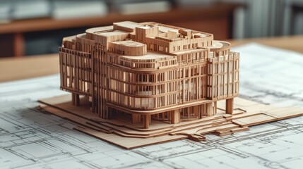 Poster - Crafting a scale model of an office building in urban spaces architectural design detail-focused creative perspective