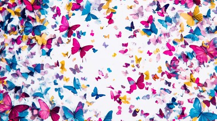 Poster - Playful butterflies dancing across a bright canvas a seamless design of colorful elegance in nature