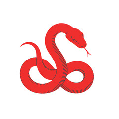 Poster - Red Snake Illustration Coiled Design Graphic Element for Print and Web