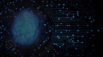 Aufkleber - 青い回路パターンとデジタルデータが特徴的な抽象的な技術背景 デザイン