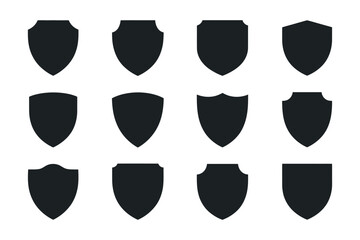 Poster - Twelve Different Shield Shapes Black Silhouettes Set for Design Elements