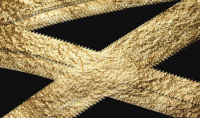 Aufkleber - Golden metallic stripes on a black background. Elegant abstract pattern with shimmering glitter and