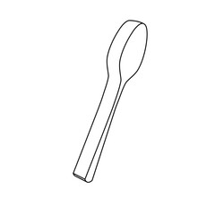 Poster - the outline of a large spoon is made with black lines. 3d view of the object in perspective. vector 