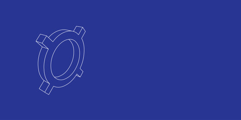 Poster - The outline of a large currency sign made of white lines on the left. 3D view of the object in perspective. Vector illustration on indigo background