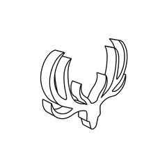Poster - The outline of a large deer horns symbol is made with black lines. 3D view of the object in perspective. Vector illustration on white background