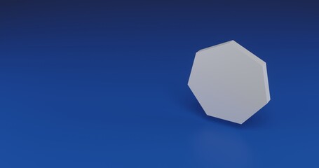 Poster - Isolated realistic white heptagon symbol with shadow. Located on the right side of the scene. 3d illustration on transparent background