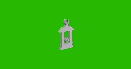 Poster - Isolated realistic white Christmas lantern front view with shadow. 3d illustration on green chroma key background