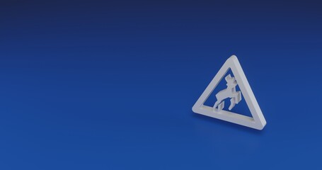 Poster - Isolated realistic white wild animals road sign with shadow. Located on the right side of the scene. 3d illustration on transparent background