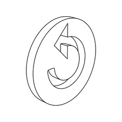 Poster - The outline of a large replay media symbol is made with black lines. 3D view of the object in perspective. Vector illustration on white background