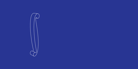 Poster - The outline of a large integral symbol made of white lines on the left. 3D view of the object in perspective. Vector illustration on indigo background