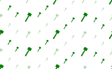 Poster - Seamless pattern of large and small green mallet symbols. The elements are arranged in a wavy. Illustration on light green background