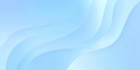 Poster - ライトブルーのグラデーション背景に滑らかな曲線と波が特徴的な抽象的なデザイン グラフィックの壁紙やプレゼンテーションに適しています