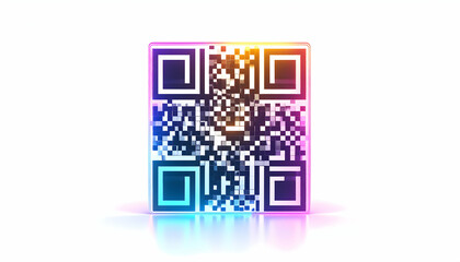 Poster - Futuristic QR code presented with neon illumination and luminous design