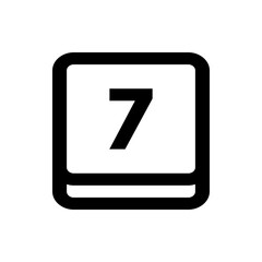 Poster - Illustration of a stylized black number seven inside a rounded square shape on a white background design element