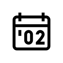 Poster - Illustration of a calendar icon with the number zero two displayed in bold black outline style design