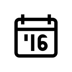 Poster - Illustration of a black calendar icon with the number sixteen displayed on the calendar page design element