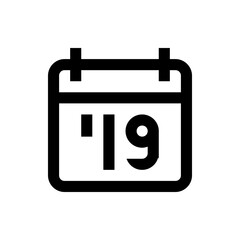 Poster - Illustration of a simple black and white calendar icon displaying the year nineteen with rounded edges design