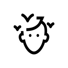 Poster - Stylized face with birds flying around the head depicted in black and white minimalist vector illustration