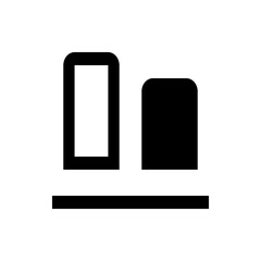 Poster - A simple graphic featuring two vertical bars of differing heights and a horizontal line at the bottom