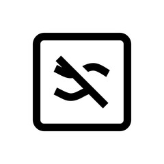 Poster - Black and white icon showing a rounded square containing a crossed out curved line symbol design element