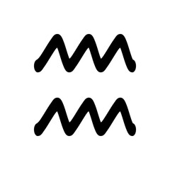 Poster - illustration of two black wavy lines stacked vertically resembling aquarius zodiac sign symbol isola