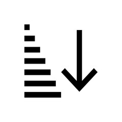 Poster - Black arrow pointing down next to a series of horizontal bars decreasing in size from bottom to top line by line
