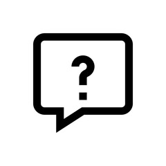 Poster - Illustration of a speech bubble with rounded corners containing a question mark in the center symbolising doubt