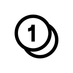 Poster - Number one inside a circle overlapping another circle with black outline on a white background design