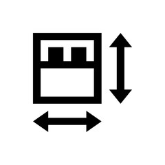 Poster - Illustration of a container box with a lid and arrows indicating width and height dimensions on white background