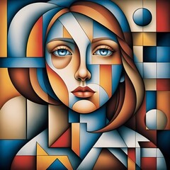 Canvas Print - Abstract Woman in Geometric Patterns