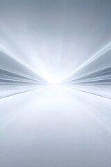 Poster - 白とグレーの抽象的な未来的なトンネルの背景 光沢のある表面と幾何学的な線が特徴です 高速道路の視点図