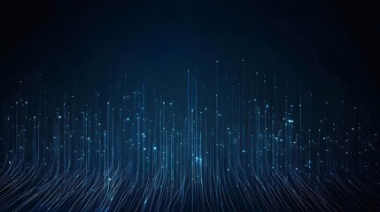 Aufkleber - 抽象的な青いネットワーク ライト データ接続技術の背景 未来的なデジタル線と粒子が速度と通信のインターネット システムを照らします