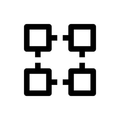 Poster - Four black rounded square icons connected by short lines in a grid pattern on a white background view