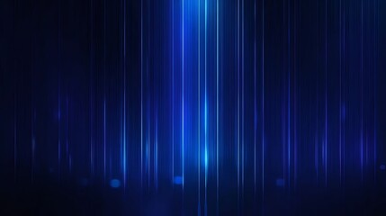 Poster - 抽象的な青色の背景に垂直方向の光るラインと輝きを持つ技術的な未来的なデザイン
