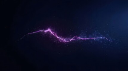 Poster - 紫色の輝きと光の波が宇宙の暗い背景に浮かび上がる抽象的な画像