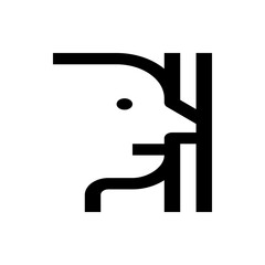 Poster - Stylized minimalist illustration of a face profile with geometric shapes and bold black lines on white background