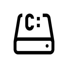 Poster - Illustration of a hard drive with the letter c and a colon on top in a bold outline style design