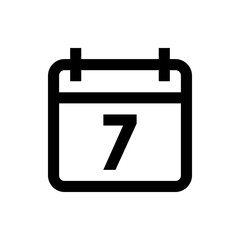 Poster - Illustration of a calendar icon with a prominent number seven displayed in the center in black outline